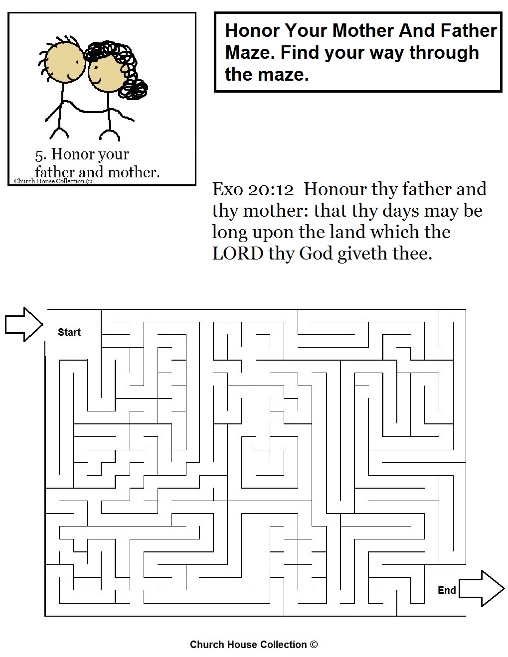 Honor Thy Mother and Father Ten Commandments Maze